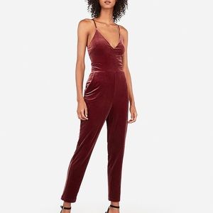 Express V-Neck Cami Velvet Jumpsuit